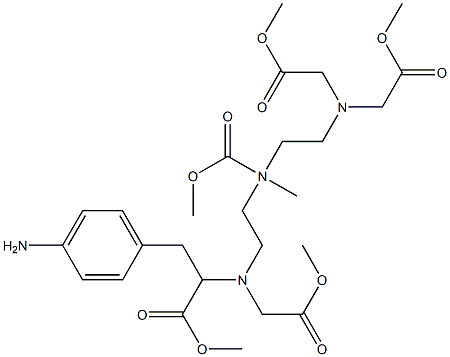 2-[N-(Methoxycarbonylmethyl)-N-[2-[N-methoxycarbonylmethyl-N-[2-bis(methoxycarbonylmethyl)aminoethyl]amino]ethyl]amino]-3-(4-aminophenyl)propionic acid methyl ester Struktur