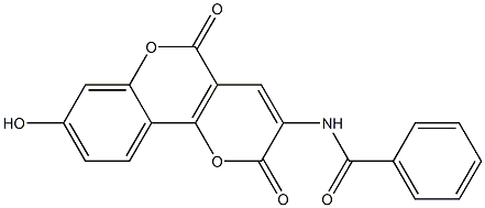 3-Benzoylamino-8-hydroxy-2H,5H-pyrano[3,2-c][1]benzopyran-2,5-dione Struktur