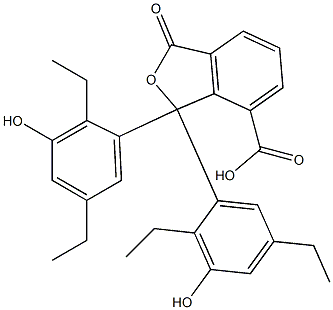 1,1-Bis(2,5-diethyl-3-hydroxyphenyl)-1,3-dihydro-3-oxoisobenzofuran-7-carboxylic acid Struktur