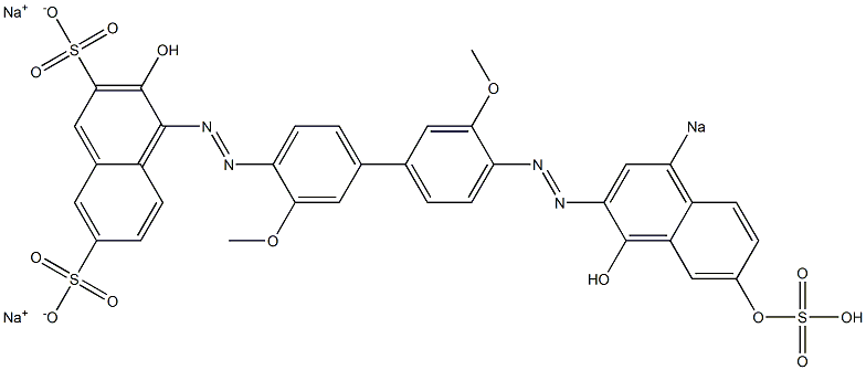 3-Hydroxy-4-[[4'-[(1,7-dihydroxy-4-sodiosulfo-2-naphthalenyl)azo]-3,3'-dimethoxy-1,1'-biphenyl-4-yl]azo]naphthalene-2,7-disulfonic acid disodium salt Struktur