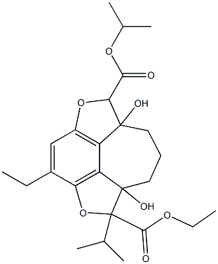 1,6-Diisopropyl-6a,9a-dihydroxy-6,6a,7,8,9,9a-hexahydro-2,5-dioxa-1H-cyclohept[jkl]-as-indacene-1,6-dicarboxylic acid diethyl ester Struktur