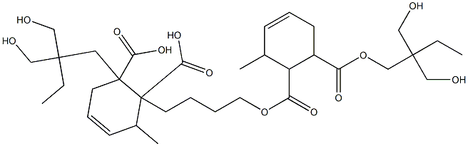 3-Methyl-4-cyclohexene-1,2-dicarboxylic acid 1-[2,2-bis(hydroxymethyl)butyl]2-[4-[6-[2,2-bis(hydroxymethyl)butoxycarbonyl]-2-methyl-3-cyclohexen-1-ylcarbonyloxy]butyl] ester Struktur