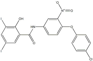 2-Hydroxy-3,5-diiodo-N-[4-(4-chlorophenoxy)-3-nitrophenyl]benzamide Struktur