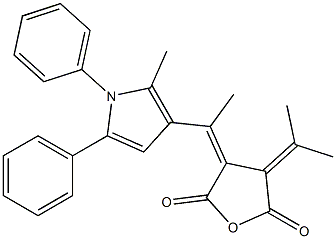 3,4-Dihydro-3-isopropylidene-4-[1-(2-methyl-1,5-diphenyl-1H-pyrrol-3-yl)ethylidene]furan-2,5-dione Struktur