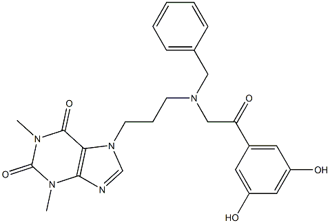 7-[3-[[2-(3,5-Dihydroxyphenyl)-2-oxoethyl](phenylmethyl)amino]propyl]-3,7-dihydro-1,3-dimethyl-1H-purine-2,6-dione Struktur