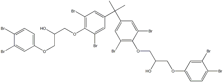 2,2-Bis[3,5-dibromo-4-[2-hydroxy-3-(3,4-dibromophenoxy)propyloxy]phenyl]propane Struktur