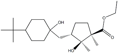 (1R,2S,3S)-2-Hydroxy-3-[(4-tert-butyl-1-hydroxycyclohexyl)methyl]-1,2-dimethylcyclopentane-1-carboxylic acid ethyl ester Struktur