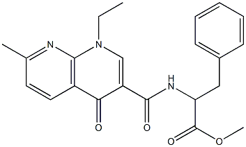 N-(1-Methoxycarbonyl-2-phenylethyl)-1-ethyl-7-methyl-1,4-dihydro-4-oxo-1,8-naphthyridine-3-carboxamide Struktur