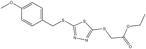 [[5-(4-Methoxybenzylthio)-1,3,4-thiadiazol-2-yl]thio]acetic acid ethyl ester Struktur