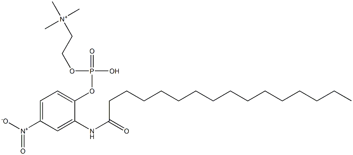 2-[[Hydroxy[4-nitro-2-[(1-oxohexadecyl)amino]phenoxy]phosphinyl]oxy]-N,N,N-trimethylethanaminium Struktur