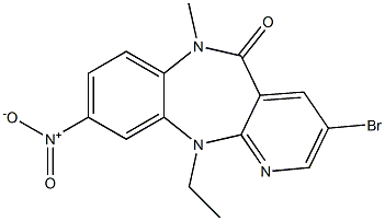 6,11-Dihydro-3-bromo-11-ethyl-6-methyl-9-nitro-5H-pyrido[2,3-b][1,5]benzodiazepin-5-one Struktur