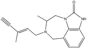 4,5,6,7-Tetrahydro-5-methyl-6-(3-methyl-2-penten-4-ynyl)imidazo[4,5,1-jk][1,4]benzodiazepin-2(1H)-one Struktur