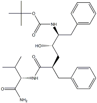 (S)-2-[[(2R,4S,5S)-5-(tert-Butoxycarbonylamino)-2-benzyl-4-hydroxy-6-phenylhexanoyl]amino]-3-methylbutyramide Struktur