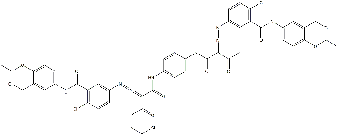 3,3'-[2-(2-Chloroethyl)-1,4-phenylenebis[iminocarbonyl(acetylmethylene)azo]]bis[N-[3-(chloromethyl)-4-ethoxyphenyl]-6-chlorobenzamide] Struktur