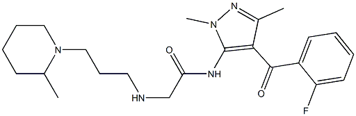 N-[4-(2-Fluorobenzoyl)-1,3-dimethyl-1H-pyrazol-5-yl]-2-[3-(2-methyl-1-piperidinyl)propylamino]acetamide Struktur