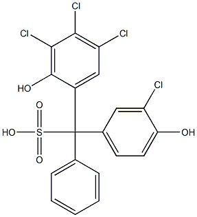 (3-Chloro-4-hydroxyphenyl)(3,4,5-trichloro-2-hydroxyphenyl)phenylmethanesulfonic acid Struktur