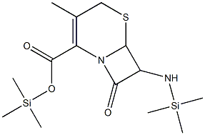 7-Trimethylsilylamino-3-methyl-8-oxo-5-thia-1-azabicyclo[4.2.0]oct-2-ene-2-carboxylic acid trimethylsilyl ester Struktur