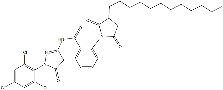 1-(2,4,6-Trichlorophenyl)-3-[2-(3-dodecyl-2,5-dioxopyrrolidin-1-yl)benzoylamino]-5(4H)-pyrazolone Struktur