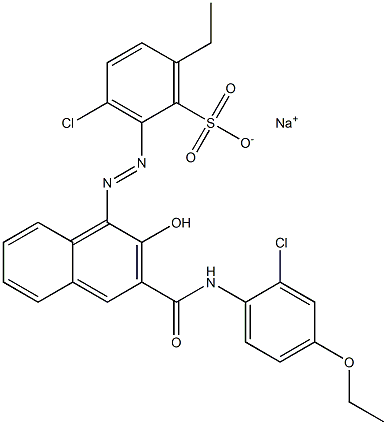 3-Chloro-6-ethyl-2-[[3-[[(2-chloro-4-ethoxyphenyl)amino]carbonyl]-2-hydroxy-1-naphtyl]azo]benzenesulfonic acid sodium salt Struktur