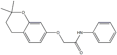 3,4-Dihydro-2,2-dimethyl-7-[N-(phenyl)carbamoylmethoxy]-2H-1-benzopyran Struktur