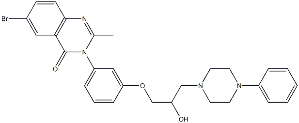 6-Bromo-3-[3-[2-hydroxy-3-(4-phenyl-1-piperazinyl)propoxy]phenyl]-2-methylquinazolin-4(3H)-one Struktur