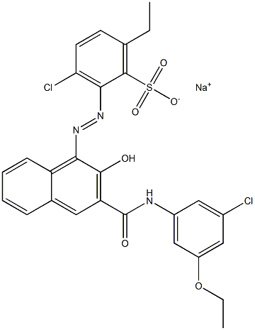 3-Chloro-6-ethyl-2-[[3-[[(3-chloro-5-ethoxyphenyl)amino]carbonyl]-2-hydroxy-1-naphtyl]azo]benzenesulfonic acid sodium salt Struktur