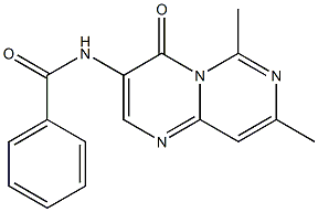 3-Benzoylamino-6,8-dimethyl-4H-pyrimido[1,6-a]pyrimidin-4-one Struktur