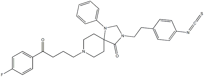 8-[3-(4-Fluorobenzoyl)propyl]-1-phenyl-3-[4-(isothiocyanato)phenethyl]-1,3,8-triazaspiro[4.5]decan-4-one Struktur