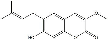 3-Methoxy-6-(3-methyl-2-butenyl)-7-hydroxy-2H-1-benzopyran-2-one Struktur