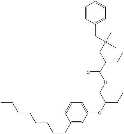 N,N-Dimethyl-N-benzyl-N-[2-[[2-(3-octylphenyloxy)butyl]oxycarbonyl]butyl]aminium Struktur