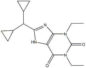 8-Dicyclopropylmethyl-1,3-diethylxanthine Struktur