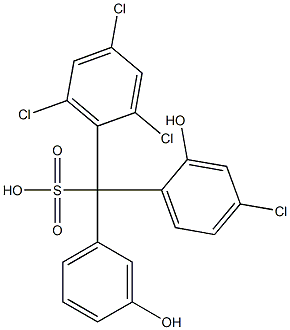 (4-Chloro-2-hydroxyphenyl)(2,4,6-trichlorophenyl)(3-hydroxyphenyl)methanesulfonic acid Struktur