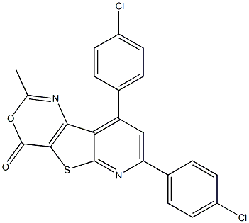 2-Methyl-7,9-bis(4-chlorophenyl)-4H-pyrido[3',2':4,5]thieno[3,2-d][1,3]oxazin-4-one Struktur