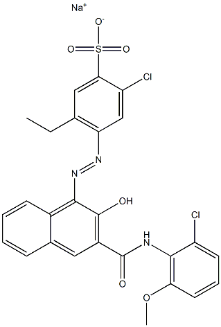 2-Chloro-5-ethyl-4-[[3-[[(2-chloro-6-methoxyphenyl)amino]carbonyl]-2-hydroxy-1-naphtyl]azo]benzenesulfonic acid sodium salt Struktur