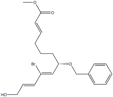 (2E,7S,8Z,10E)-9-Bromo-12-hydroxy-7-(benzyloxy)-2,8,10-dodecatrienoic acid methyl ester Struktur