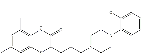 2-[3-[4-(2-Methoxyphenyl)piperazin-1-yl]propyl]-5,7-dimethyl-2H-1,4-benzothiazin-3(4H)-one Struktur