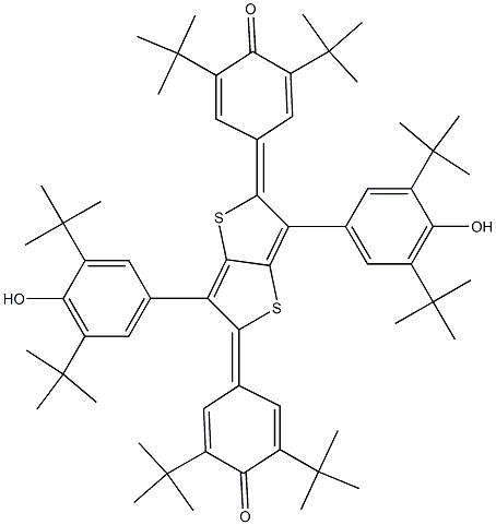 3,6-Bis(3,5-ditert-butyl-4-hydroxyphenyl)-2,5-bis(3,5-ditert-butyl-4-oxo-2,5-cyclohexadien-1-ylidene)-1,4-dithiapentalene Struktur