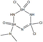 3,5,5-Trichloro-1-(dimethylamino)-1H,3H-1,3,2,4,6,5-dithiatriazaphosphorine 1,3-dioxide Struktur