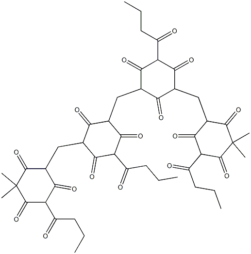 2,2'-Methylenebis[4-(1-oxobutyl)-6-[[2,4,6-trioxo-3-(1-oxobutyl)-5,5-dimethylcyclohexyl]methyl]cyclohexane-1,3,5-trione] Struktur