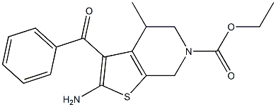 2-Amino-3-benzoyl-4,5,6,7-tetrahydro-4-methyl-6-ethoxycarbonylthieno[2,3-c]pyridine Struktur