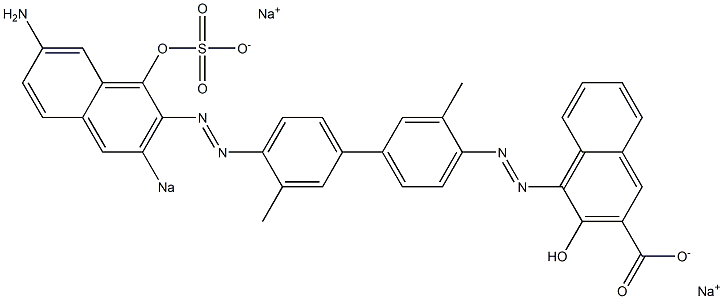 4-[[4'-[(7-Amino-1-hydroxy-3-sodiosulfo-2-naphthalenyl)azo]-3,3'-dimethyl-1,1'-biphenyl-4-yl]azo]-3-hydroxynaphthalene-2-carboxylic acid sodium salt Struktur