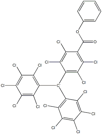 Bis(pentachlorophenyl)(4-(phenoxycarbonyl)-2,3,5,6-tetrachlorophenyl)methanide Struktur