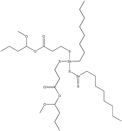 11,11-Bis[[2-(1-methoxybutoxycarbonyl)ethyl]thio]-9,11-distanna-10-thianonadecane-9-thione Struktur