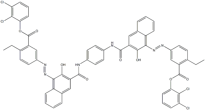 1,4-Bis[1-[[4-ethyl-5-(2,3-dichlorophenoxycarbonyl)phenyl]azo]-2-hydroxy-3-naphthoylamino]benzene Struktur