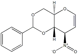 (4aR,8R,8aS)-4,4a,8,8a-Tetrahydro-8-nitro-2-phenylpyrano[3,2-d]-1,3-dioxin Struktur