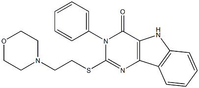 3-Phenyl-2-[[2-morpholinoethyl]thio]-5H-pyrimido[5,4-b]indol-4(3H)-one Struktur