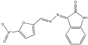 3-[2-(5-Nitro-2-furanylmethylene)hydrazono]indolin-2-one Struktur