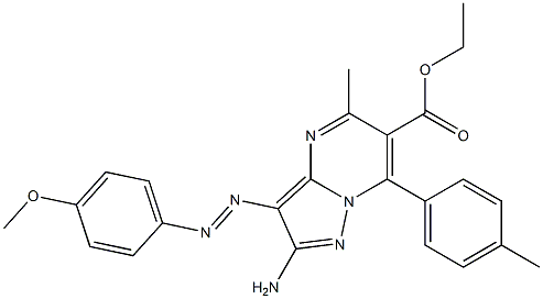 2-Amino-3-(4-methoxyphenylazo)-5-methyl-7-(4-methylphenyl)pyrazolo[1,5-a]pyrimidine-6-carboxylic acid ethyl ester Struktur