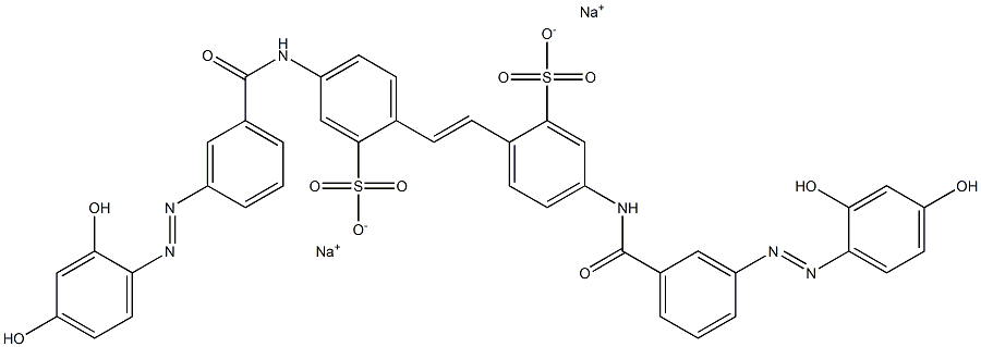 4,4'-Bis[[3-[(2,4-dihydroxyphenyl)azo]benzoyl]amino]stilbene-2,2'-disulfonic acid disodium salt Struktur