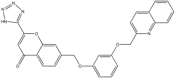 7-[[3-[(2-Quinolinyl)methoxy]phenoxy]methyl]-2-(1H-tetrazol-5-yl)-4H-1-benzopyran-4-one Struktur